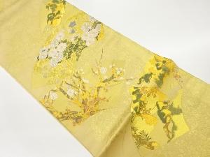 地紙に秋草・松・梅模様織出し袋帯